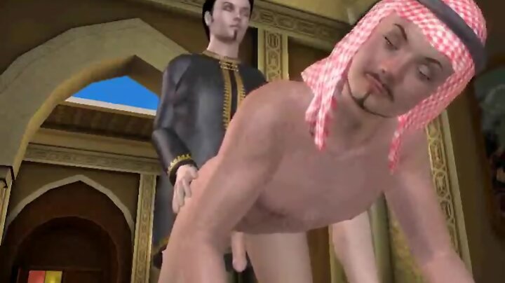 Some hot 3D arabian gay anal sex on a fancy bed